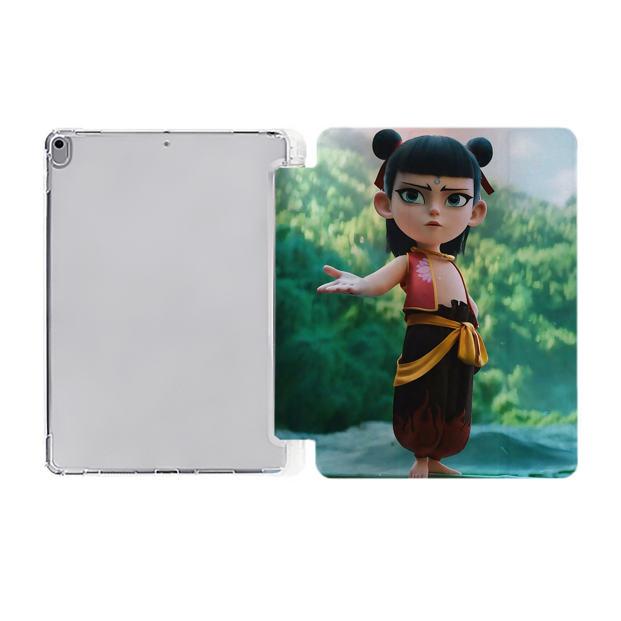 （画像用） Ne Zha 2 ナタ 魔童の大暴れ IPad ケース ペン収納付き 三つ折りスタンド PUレザー×シリコン 対応機種9.5/10.5/10.9インチ